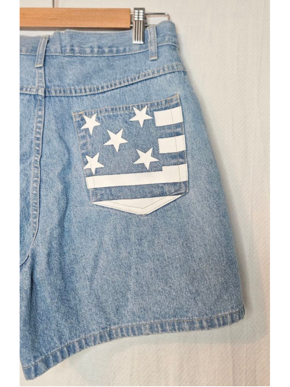 Vintage 90s Bill Blass Denim Shorts Y2K High Rise USA Flag Pocket Mom Jean 6 - Picture 7 of 7